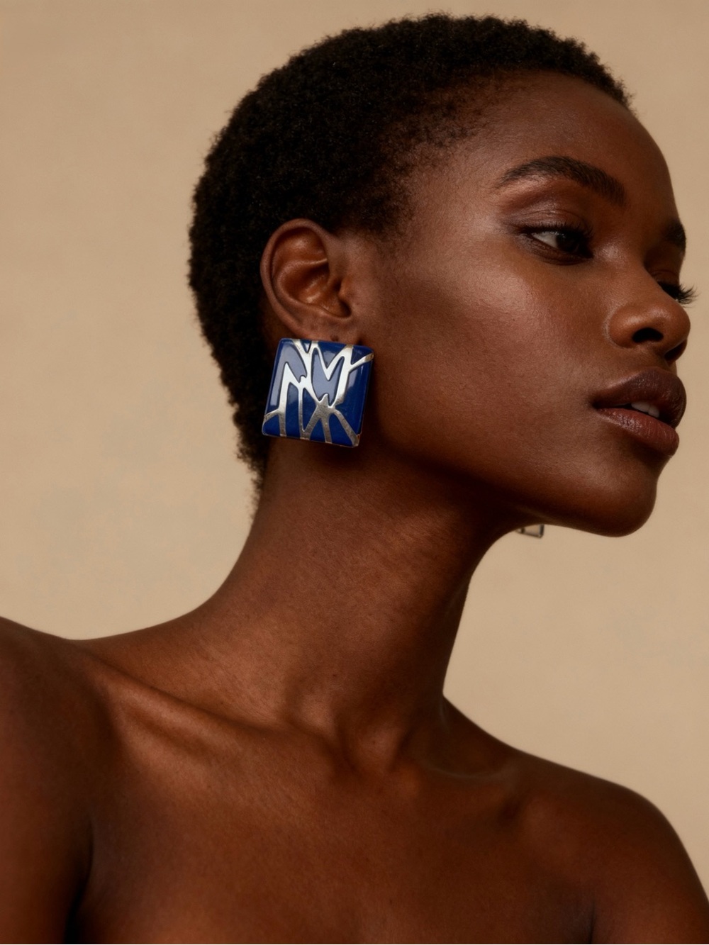 Geometric Blue Square Statement Earrings - Women Jewelry